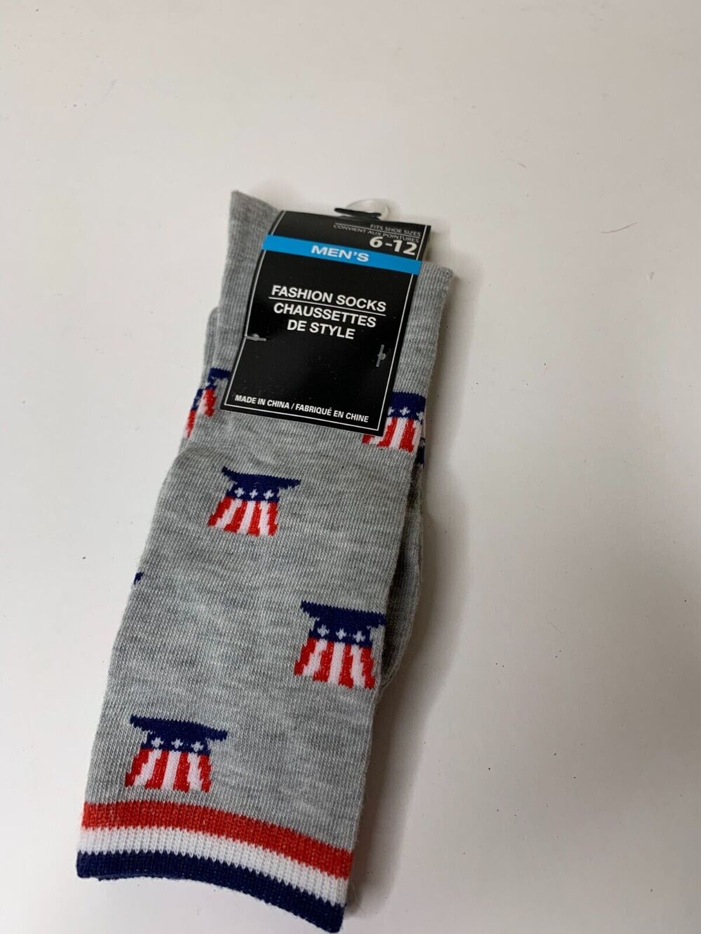 Mens Fourth of July Liberty Hat Crew Socks Fashion Socks Shoe Size 6-12